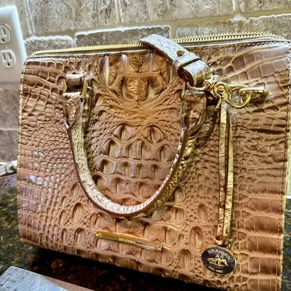 Brahmin Handbag/Purse, Pristine Melbourne, Metallic Silver - Picture 2 of 13